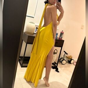 Elegant Yellow Backless Dress